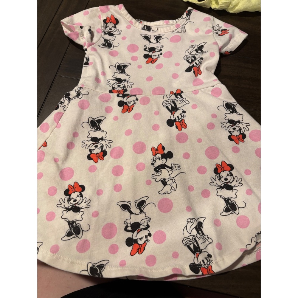 Disney Junior Minnie Mouse Toddler Girls Pink Polka Dot Skater Dress 18M